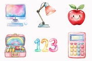 Watercolor Pastel School Clipart, an Illustration by Design Market (Thumbnail 5 of 5)