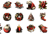 Vintage Christmas Clipart, an Illustration by Designworld (Thumbnail 4 of 5)
