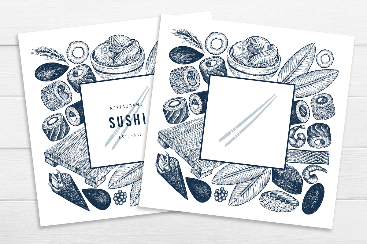 Sushi Vector Collection, a Food Illustration by Lubov Illustrations Shop (Photo 3 of 5)