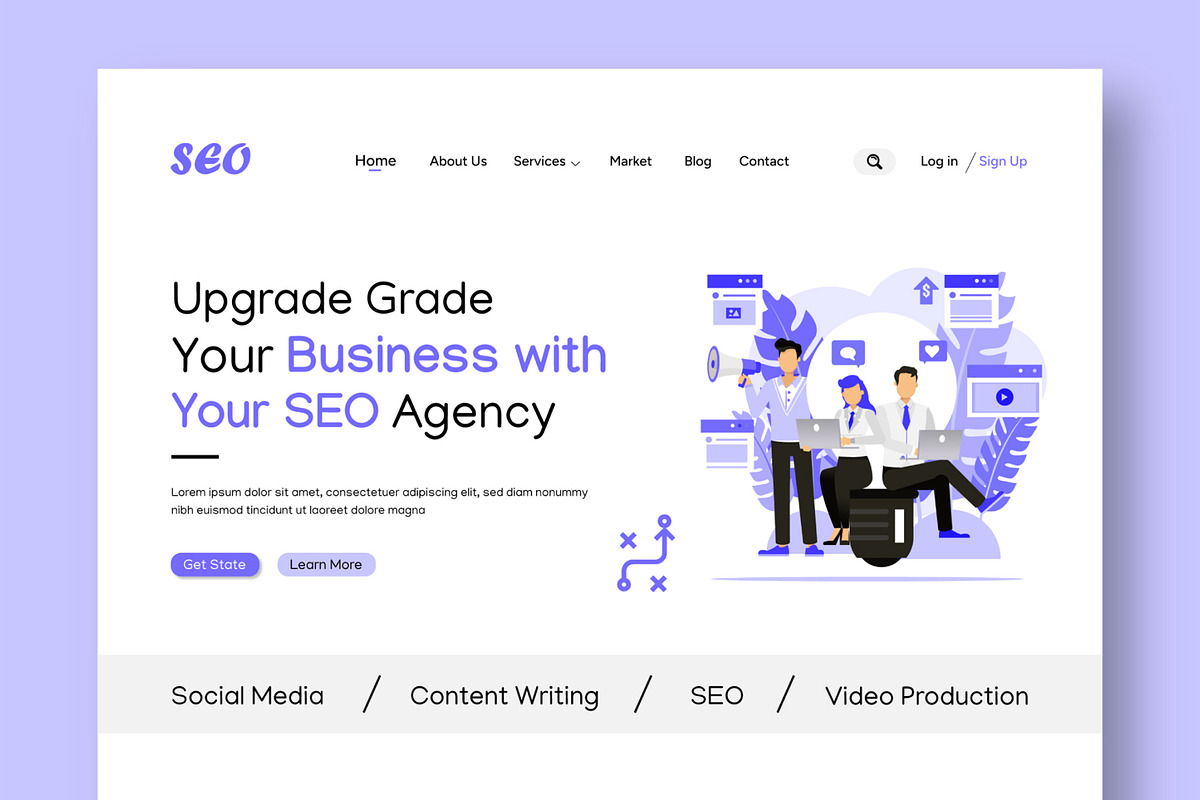 SEO Agency Landing Page Layout, an UI Kit Template by CreativeShaper (Photo 2 of 5)