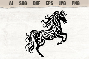 Stencil Horse, an Animal Illustration by MARYCRAFTIRIA