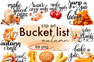 Autumn Fall Bucket List Icons PNG