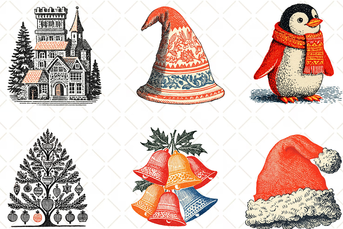 Christmas Doodle Sublimation Clipart, an Illustration by Black Bird Studio (Photo 2 of 6)