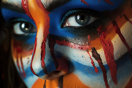 Close - up photo of a woman's face with Halloween makeup. Genera, a Holiday Photo by designvectx