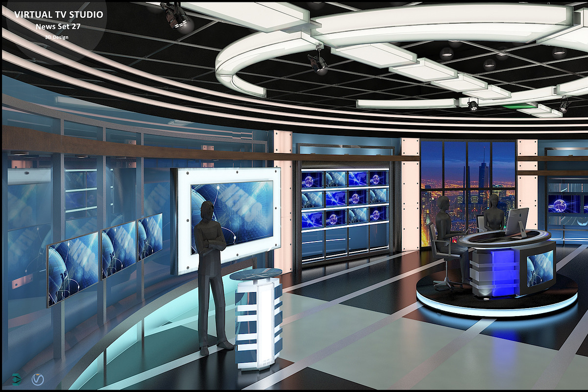 Virtual TV Studio News Set 27, an Architecture 3D Model by akerStudio (Photo 20 of 49)