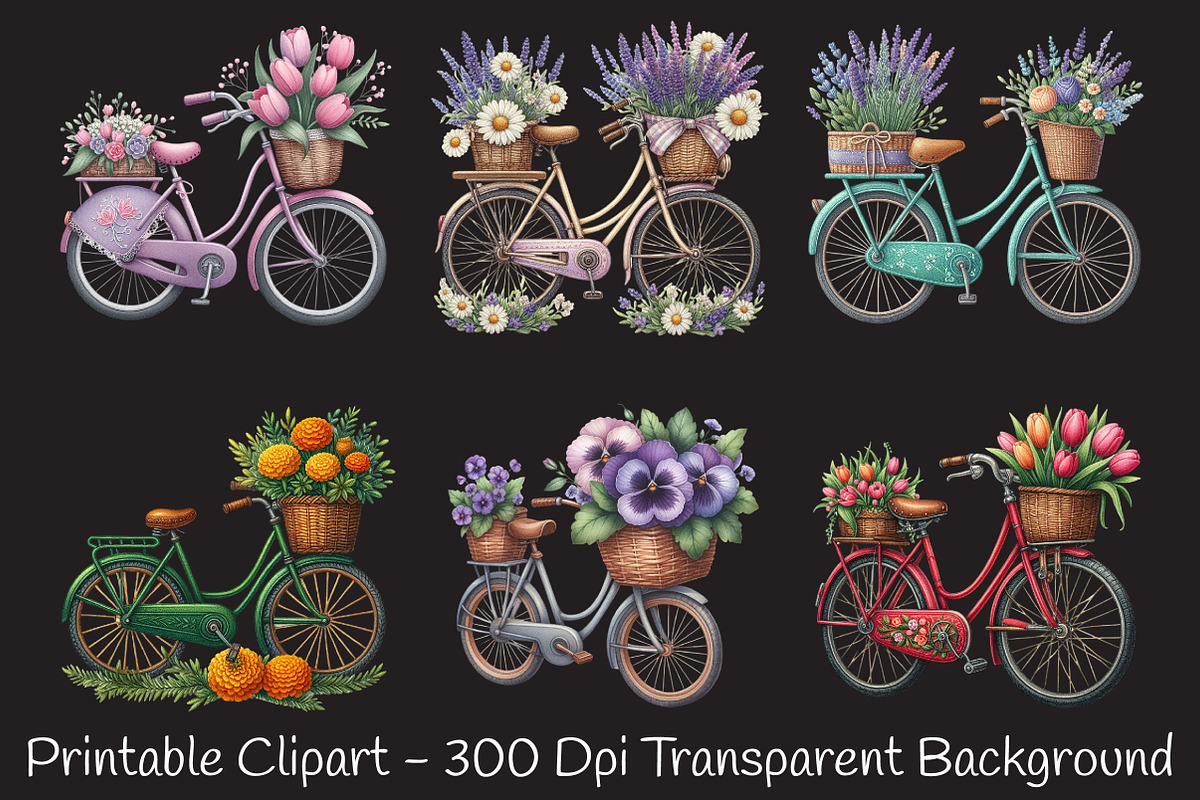 Embroidery Bicycle Clipart Bundle, an Illustration by RobertsArt (Photo 4 of 7)