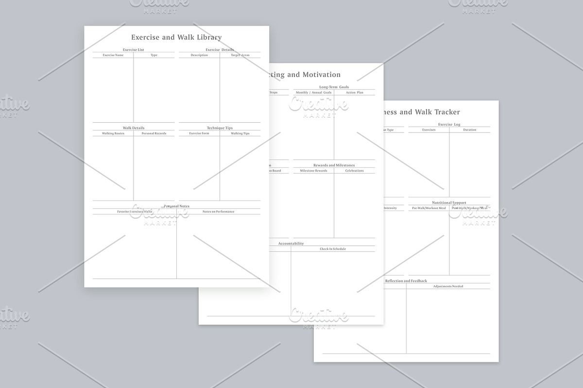 Fitness Planner Pages Set V-06, a Stationery Template by shahsoft (Photo 2 of 3)