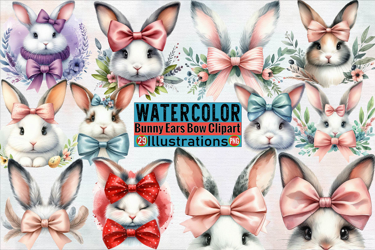 Bunny Ears Bow Clipart Sublimation C, an Illustration by SVGArt (Photo 1 of 6)