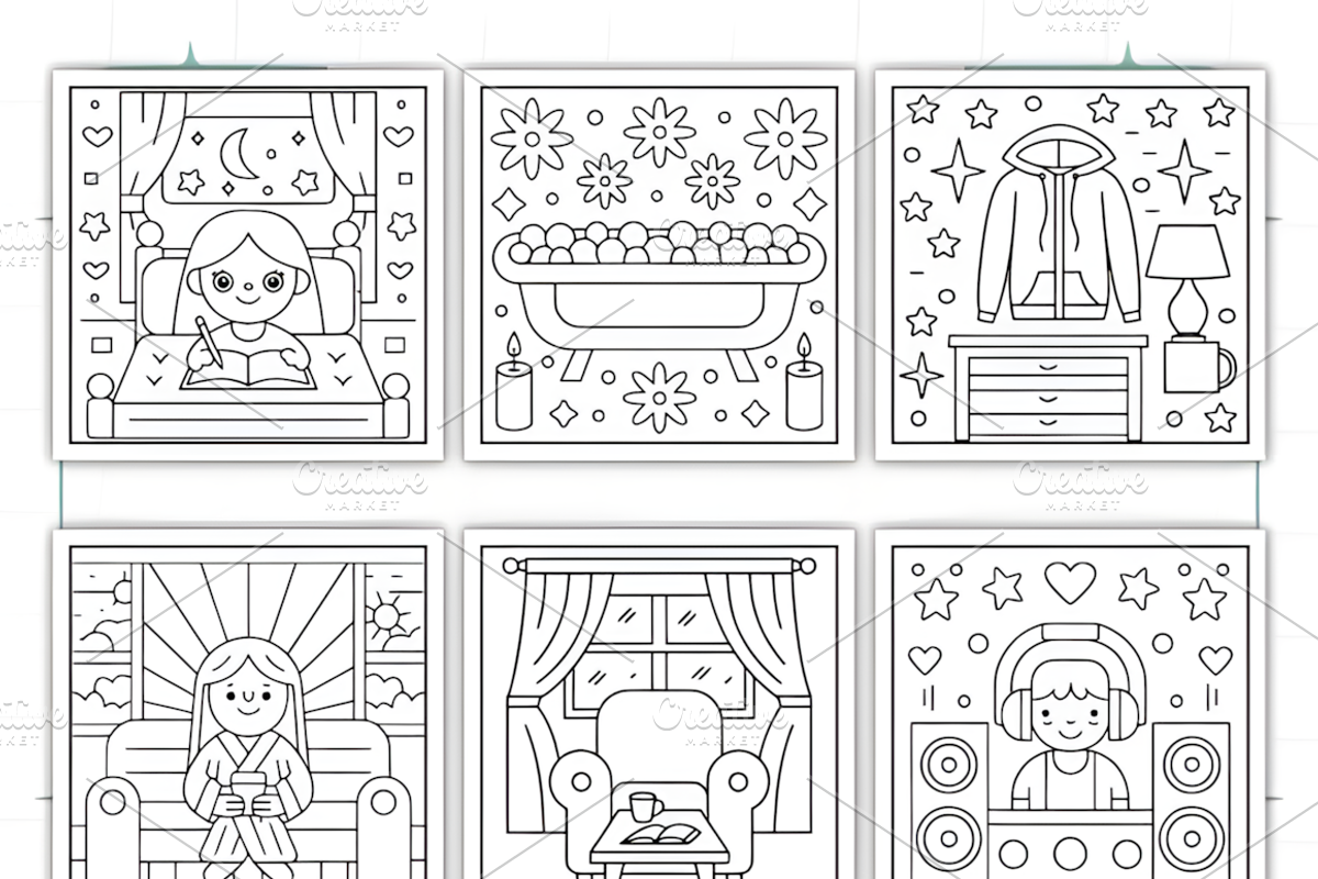 Comfy Cozy Routine Coloring Pages, a Decorative Illustration by Ink Gallery (Photo 9 of 9)