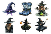 Watercolor Halloween Witch Clipart, an Illustration by Daily.Designs (Thumbnail 3 of 5)