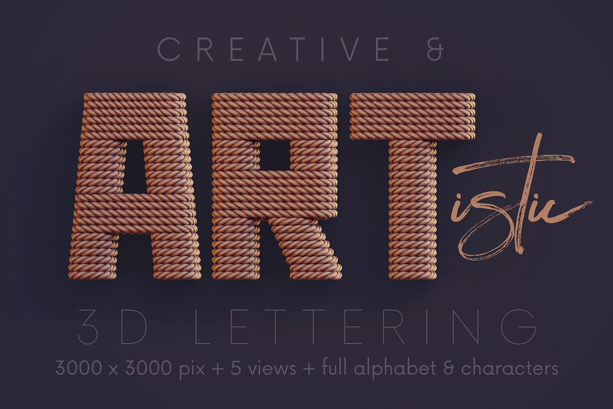 Rope Deco - 3D Lettering, a Graphic by MIIM (Photo 4 of 8)