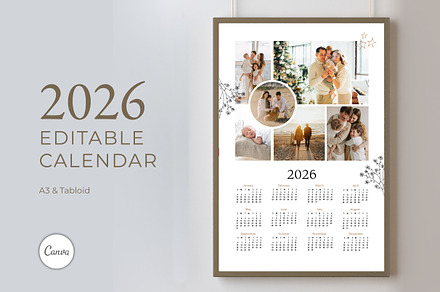 2026 Photo Collage Calendar Template, a Poster Template by R-studio
