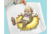 Whimsical Summer Grandpa Clipart, a Seasonal Illustration by designcity5 (Thumbnail 3 of 5)