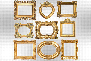 50% PNG Baroque Style Golden Frames