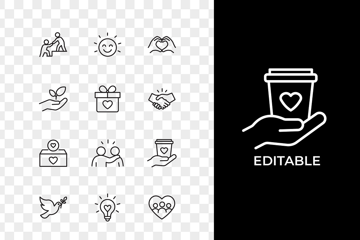 World Kindness Day Outline Icons, an Outline Icon by Unique Design Team (Photo 3 of 3)