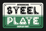 Steel Plate - Display Font, a Font by PutraCetol Studio (Thumbnail 1 of 5)