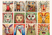 Mixed Media Abstract Winter Animals, an Animal Illustration by PrintHaven Designs (Thumbnail 6 of 9)