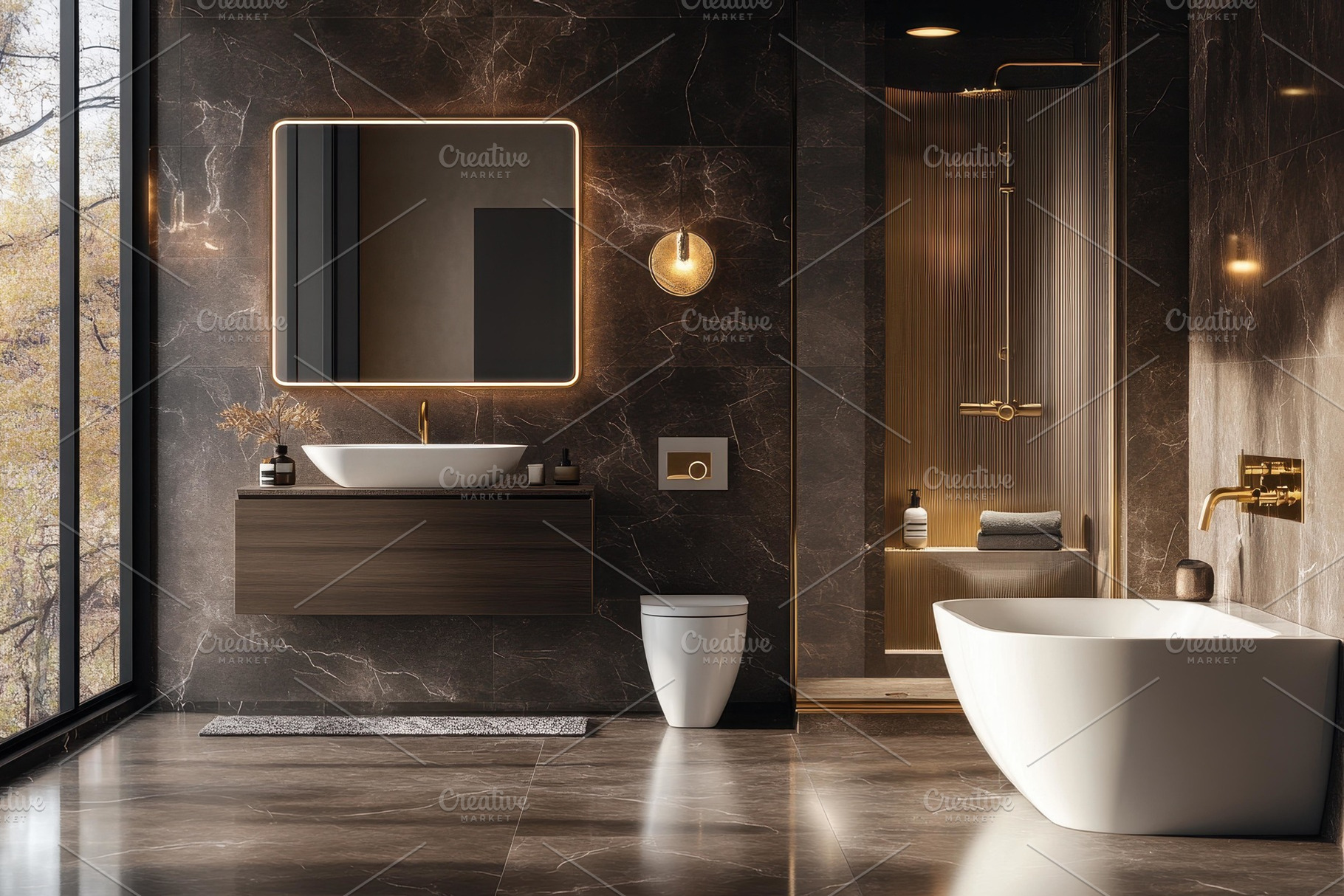 Modern bathroom design with elegant, a Photo by Tanuart