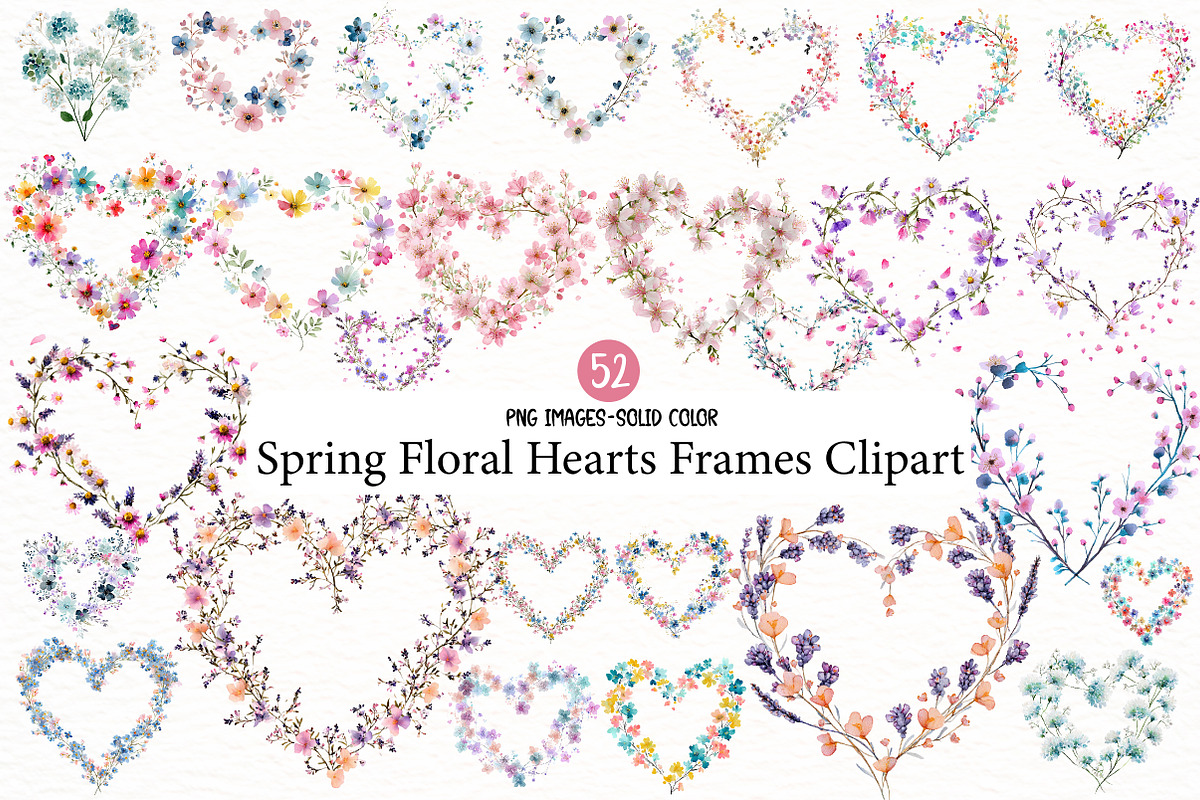 Spring Floral Hearts Frames Clipart, an Illustration by Designworld (Photo 1 of 7)