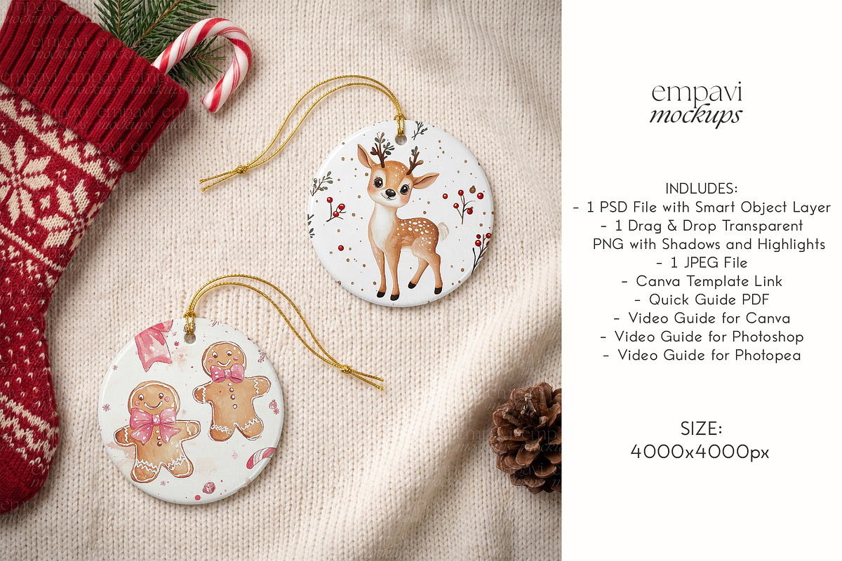 Christmas Ornament Mockup Set of 2, a Merchandise Mockup by EmpaviMockups (Photo 5 of 5)