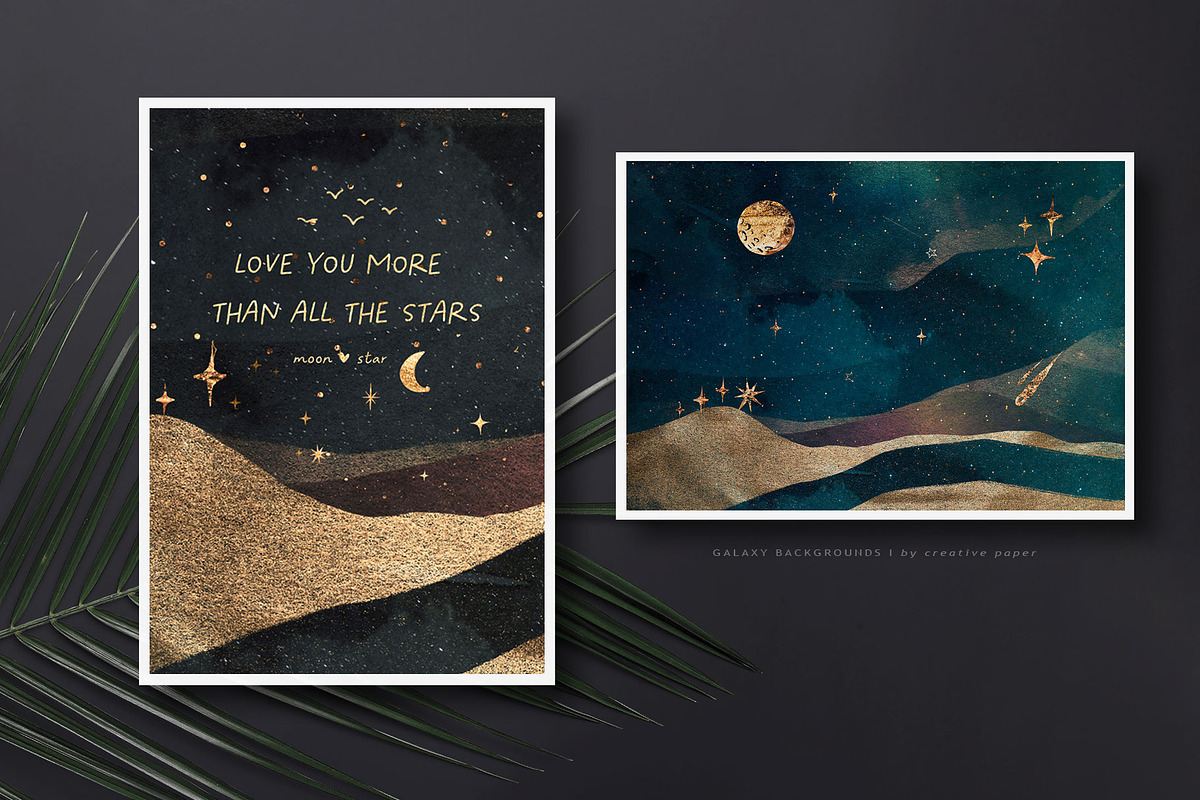 Landscape & Seamless Galaxy Textures, a Background Graphic by by creative paper (Photo 4 of 16)