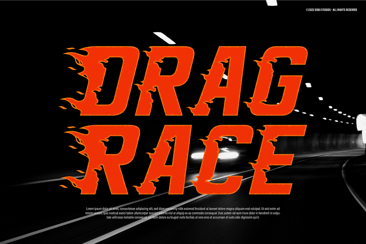 Heat Road | Racing Fire Font, a Font by Denustudios (Photo 3 of 12)