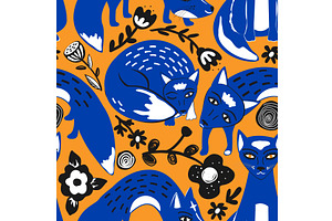 Cute stylish blue fairy foxes in, an Animal Illustration by Toltemara