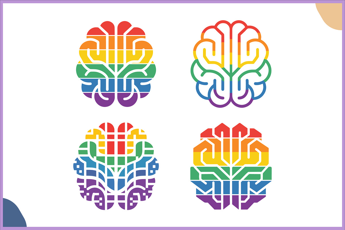 Rainbow Brain SVG Vector Clipart Set, an Object Illustration by Gfx Expert Team (Photo 3 of 3)