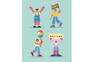 four lgtbiq community persons, a Person Illustration by studiogstock