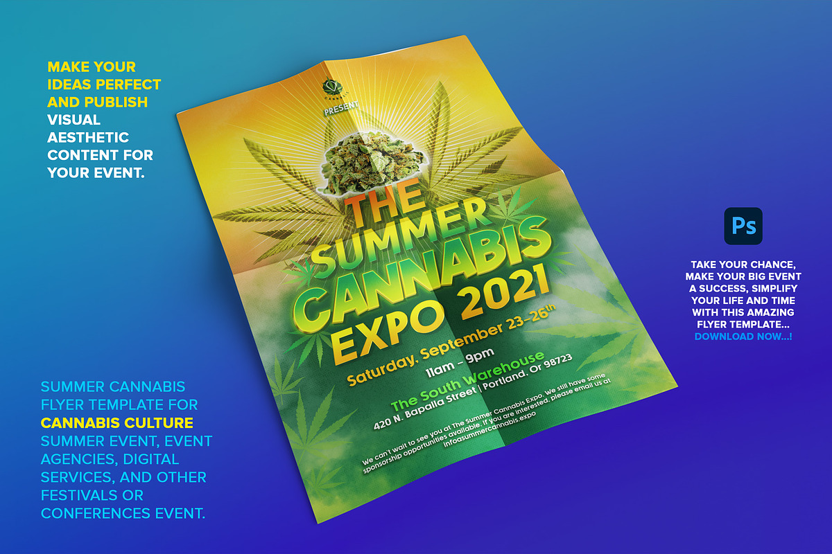 Summer Cannabis Expo Flyer Template, a Flyer Template by The Design For Co. (Photo 2 of 3)
