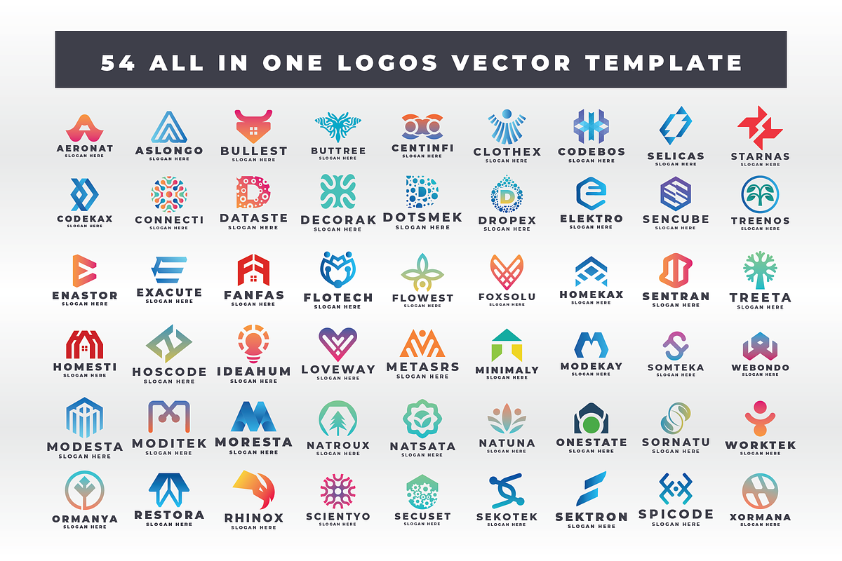 54 All in One Logos Vector Template, a Branding & Logo Template by Design_Planet (Photo 1 of 8)