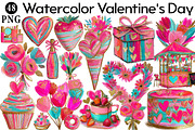 Watercolor Valentine's Day Clipart B, an Illustration by Daily.Designs (Thumbnail 1 of 5)