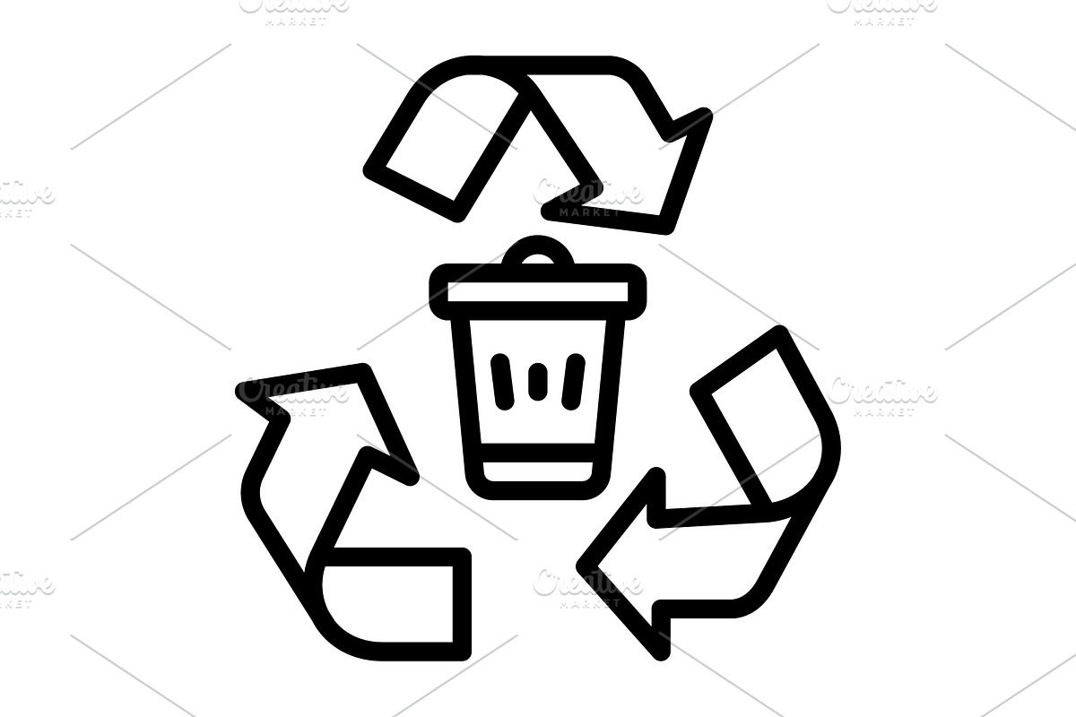 Recycling dustbin black icon, an Outline Icon by Creative priyanka