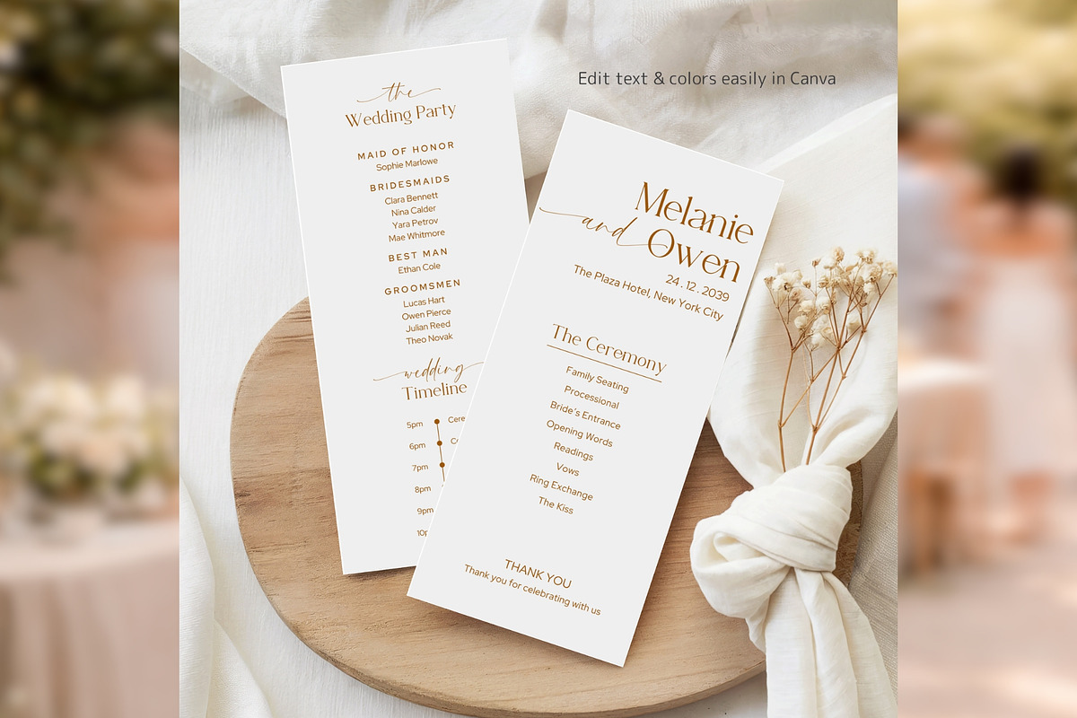 Elegant Wedding Program Canva bd005, a Card Template by TyphoonStudio (Photo 3 of 10)