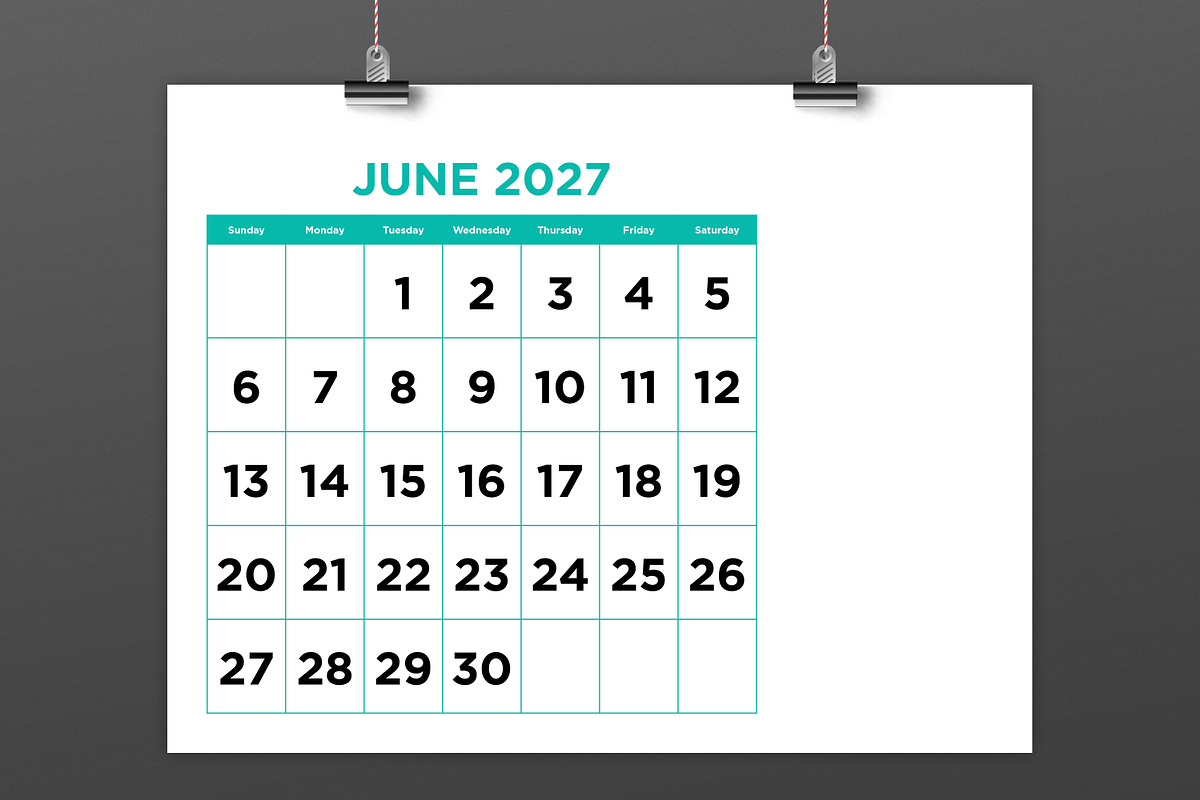 2027 Large No. Color 8.5x11 Calendar, a Stationery Template by Running With Foxes (Photo 4 of 6)