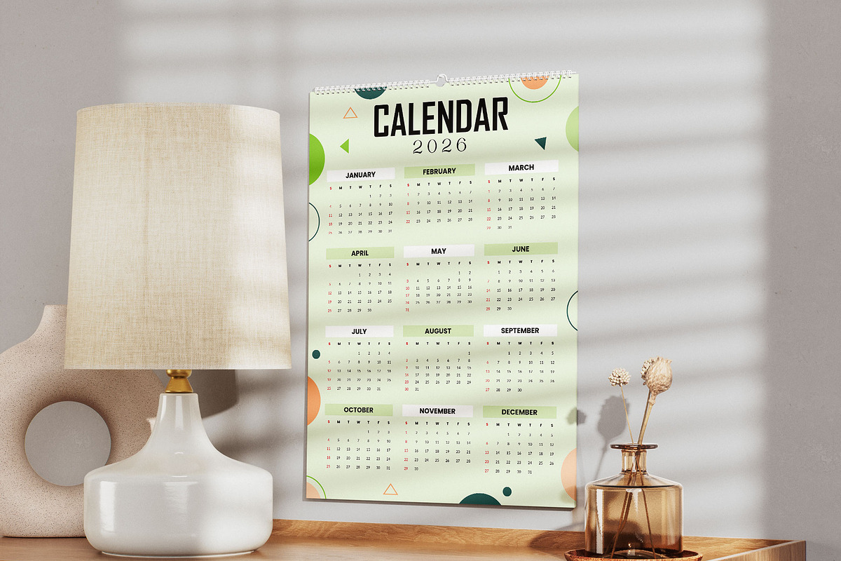Minimal Geometric Wall Calendar 2026, a Stationery Template by Spark_Creative (Photo 2 of 5)