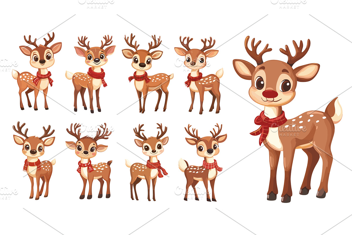 Cartoon christmas reindeer. Funny, an Object Illustration by Stock-Smart-Start