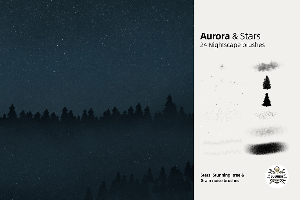 Aurora & stars brushes for procreate, a Brush Add-On by Luuuka studio (Photo 6 of 6)
