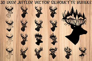 Deer Antler Silhouette Bundle