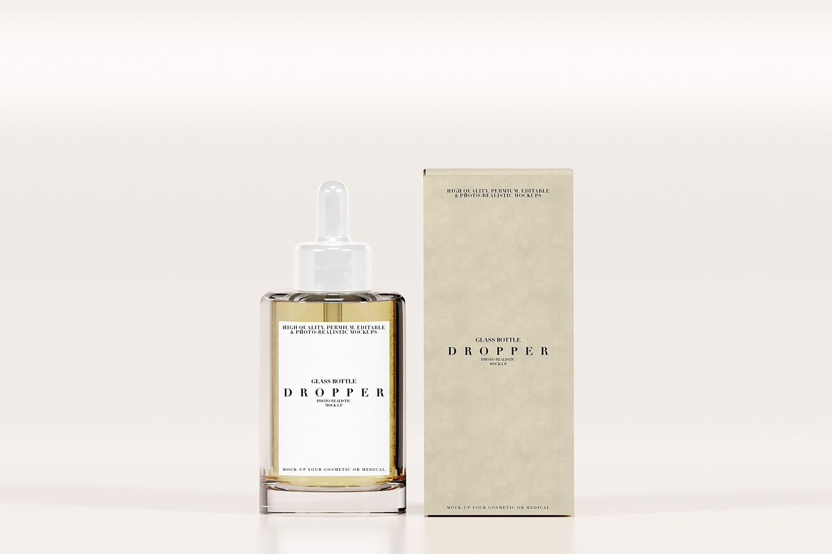 Serum Glass Dropper Bottle Mockup, a Packaging Mockup by Zumrod (Photo 4 of 7)