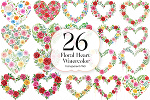 Watercolor Floral Heart PNG., an Object Illustration by KennedyStudio