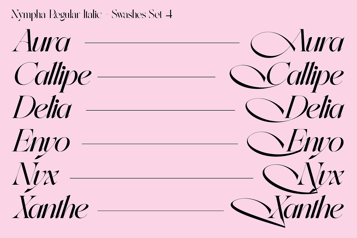 Nympha Luxurious Font - Reg Italic, a Font by Lacre Type Foundry (Photo 8 of 8)
