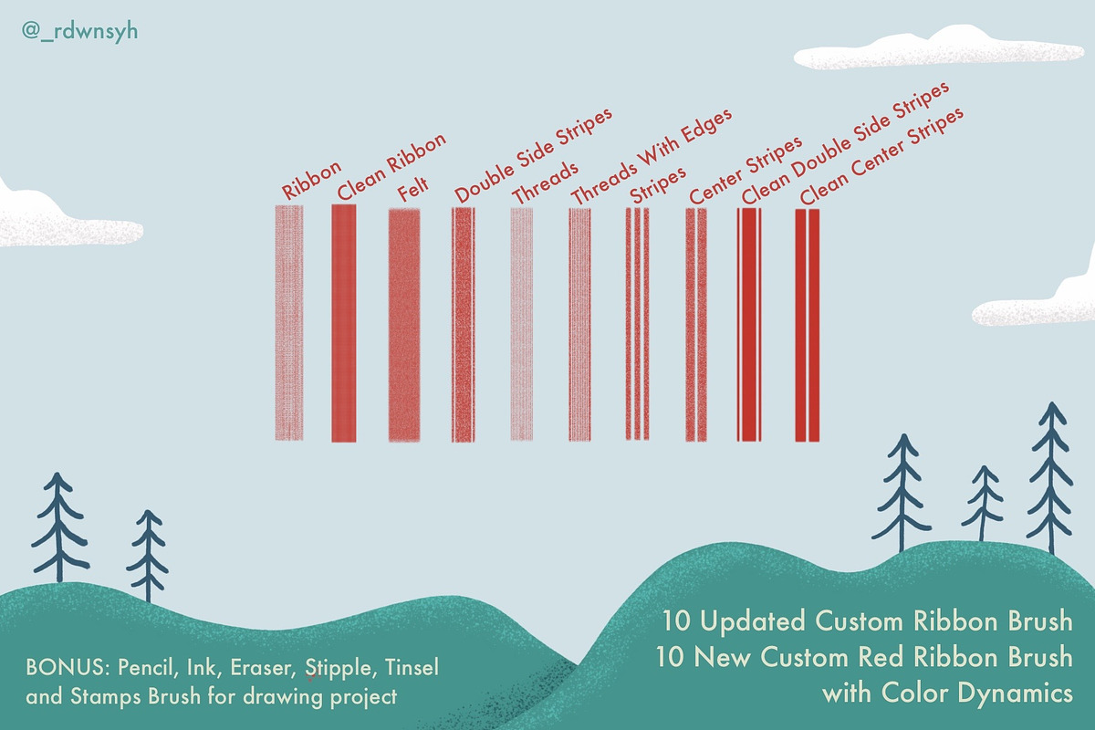 NEW Red Ribbon Brush for Procreate preview 5