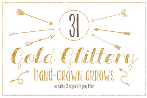 Gold Glittery Hand-drawn Arrows