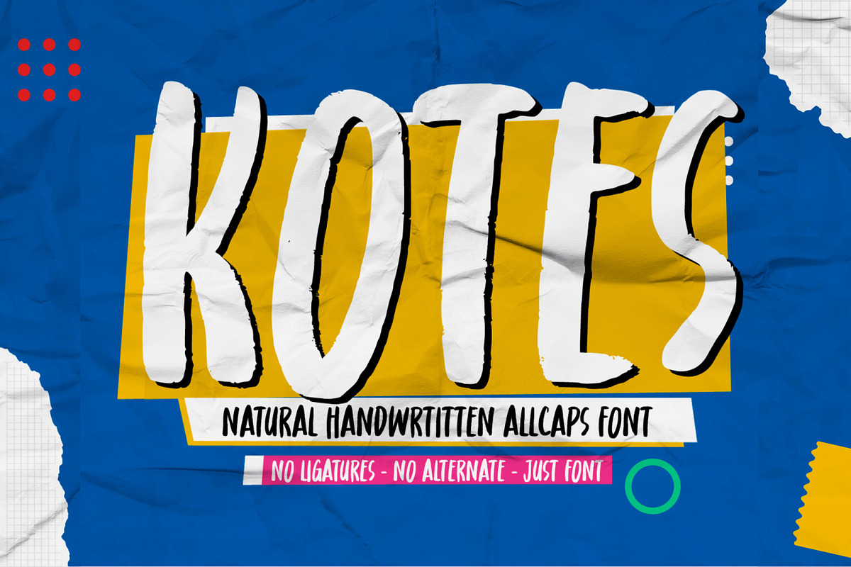 Kotes - Natural Handwritten Allcaps, a Script Font by Gassstype (Photo 1 of 8)