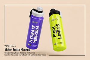 Water Bottle Mockup, a Product Mockup by Custom.scene