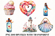 Coquette Coastal Clipart Bundle, an Illustration by Watercolor design (Thumbnail 2 of 4)