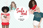 Santa Mail Girls Cliparts, a Person Illustration by GlamArtZhanna (Thumbnail 1 of 4)