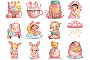 Slumber Party Easter Clipart, an Illustration by DreamArtGraphic (Thumbnail 3 of 5)