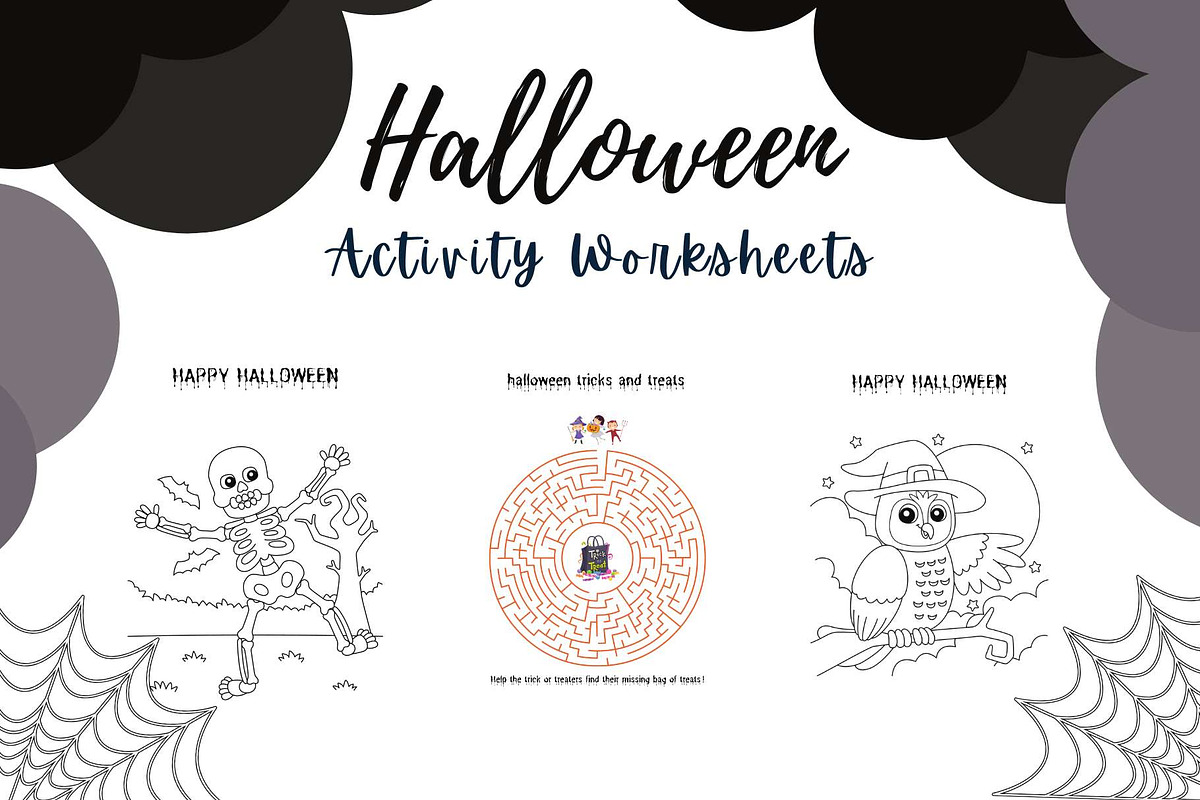 Halloween Fun Activity Worksheets, a Templates & Theme by Premium Digital Templates (Photo 2 of 3)